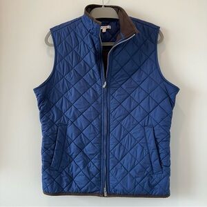 Peter Millar Crown Essex Quilted Vest Blue Brown Full Zip Golf Layers Business